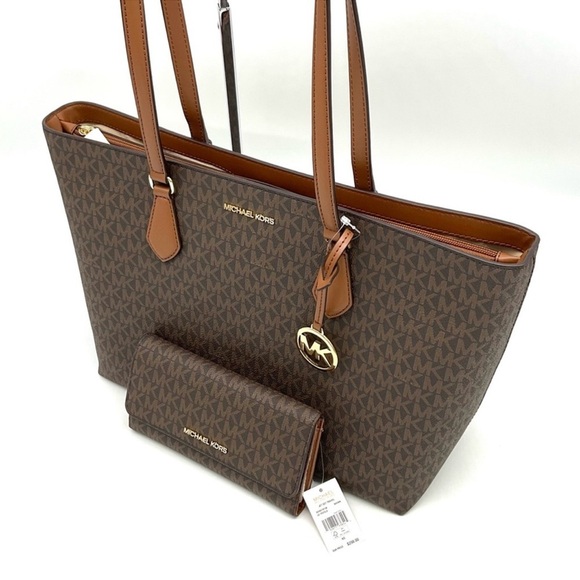 Michael Kors Large EW Crossbody Bag & Large Trifold Wallet Brown/Gold - Picture 12 of 14